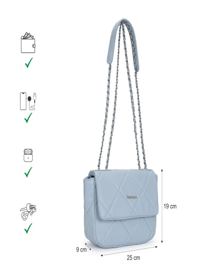 Fastrack Quilted Sling Bag for Women | Faux Leather Crossbody with Chain Strap, Magnetic Flap, Zipper Closure, Inner Organizer Pockets | Compact Everyday Sling for College, Errands, Brunch Outings - Image 4